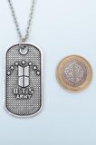 BTS Army Künye Erkek Kadın Kolye Antik Gümüş Kaplama - 60 cm Düz Zincir