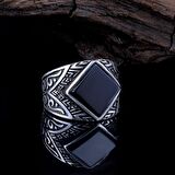 925 AYAR GÜMÜŞ ONIXTAŞLI KARE MODEL YÜZÜK