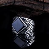 925 AYAR GÜMÜŞ ONIXTAŞLI KARE MODEL YÜZÜK