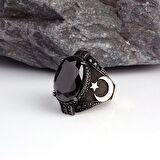 ONIX TAŞLI AY YILDIZ MODEL ERKEK GÜMÜŞ YÜZÜK