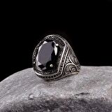 925 AYAR GÜMÜŞ ZİRKON TAŞLI KALEM MOTİFLİ YÜZÜK