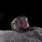 925 AYAR GÜMÜŞ KIRMIZI RENK ZİRKON TAŞLI YÜZÜK