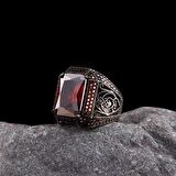 925 AYAR GÜMÜŞ KIRMIZI RENK ZİRKON TAŞLI YÜZÜK