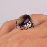 925 AYAR GÜMÜŞ OVAL MODEL KAPLANGÖZÜ TAŞLI YÜZÜK