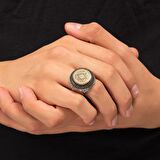 Hz Süleyman Mührü İşlemeli Kenarları Süleyman Mühürlü Gümüş Yüzük