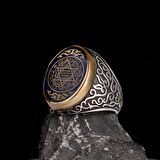 Mührü Süleyman İşlemeli 925 Ayar Gümüş Erkek Yüzük