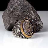 Mührü Süleyman İşlemeli 925 Ayar Gümüş Erkek Yüzük