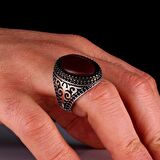 925 AYAR GÜMÜŞ AKİK TAŞLI ERKEK YÜZÜK