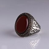 925 AYAR GÜMÜŞ AKİK TAŞLI ERKEK YÜZÜK