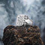 Beyaz Firuze Taşlı Kartal Motifli Yüzük