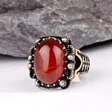 KUBBE MODEL AKİK TAŞLI ERKEK GÜMÜŞ YÜZÜK