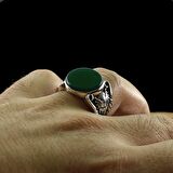 925 Ayar Gümüş Akik Taşlı Arma Tuğra Model Yüzük