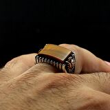 925 Ayar Gümüş Kaplangözü Taşlı Arma Tuğra Motifli Yüzük