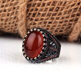 AKİK TAŞLI OVAL MODEL 925 AYAR GÜMÜŞ ERKEK YÜZÜK