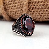 ZİRKON TAŞLI OVAL MODEL 925 AYAR GÜMÜŞ ERKEK YÜZÜK