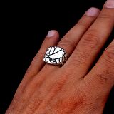 925 AYAR GÜMÜŞ KAYA PARÇASI DESENLİ ERKEK YÜZÜK