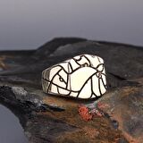 925 AYAR GÜMÜŞ KAYA PARÇASI DESENLİ ERKEK YÜZÜK