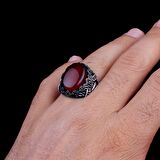 AKİK TAŞLI OVAL MODEL 925 AYAR GÜMÜŞ ERKEK YÜZÜK