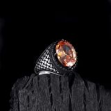 925 AYAR GÜMÜŞ ZİRKON TAŞLI ÖRGÜ MOTİFLİ ERKEK YÜZÜK