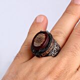 925 AYAR GÜMÜŞ HZ SÜLEYMAN MÜHRÜ KEHRİBAR TAŞLI YÜZÜK