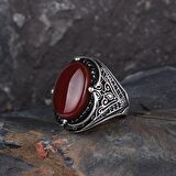 925 AYAR GÜMÜŞ OVAL AKİK TAŞLI ERKEK YÜZÜK