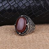 925 AYAR GÜMÜŞ OVAL AKİK TAŞLI ERKEK YÜZÜK