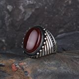 925 AYAR GÜMÜŞ OVAL AKİK TAŞLI ERKEK YÜZÜK