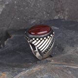 925 AYAR GÜMÜŞ OVAL AKİK TAŞLI ERKEK YÜZÜK