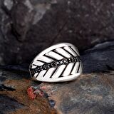 925 AYAR GÜMÜŞ MİKRO TAŞLI DAMLA MODEL ERKEK YÜZÜK