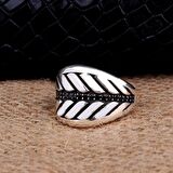 925 AYAR GÜMÜŞ MİKRO TAŞLI DAMLA MODEL ERKEK YÜZÜK