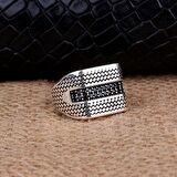 925 AYAR GÜMÜŞ MİKRO TAŞLI MODEL ERKEK YÜZÜK