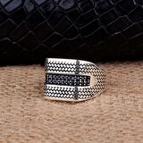 925 AYAR GÜMÜŞ MİKRO TAŞLI MODEL ERKEK YÜZÜK