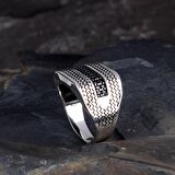 925 AYAR GÜMÜŞ MİKRO TAŞLI MODEL ERKEK YÜZÜK