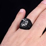 925 AYAR GÜMÜŞ MİKRO TAŞLI KARTAL MOTİF ERKEK YÜZÜK