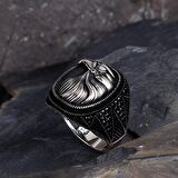 925 AYAR GÜMÜŞ MİKRO TAŞLI KARTAL MOTİF ERKEK YÜZÜK