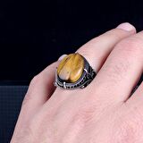 OVAL MODEL KAPLANGÖZÜ TAŞLI 925 AYAR GÜMÜŞ YÜZÜK