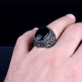 OVAL MODEL ONİX TAŞLI 925 AYAR GÜMÜŞ YÜZÜK