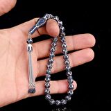 LACİVERT RENK ZİRKON TAŞ İŞLEMELİ TAMAMI 925 AYAR GÜMÜŞ TESBİH