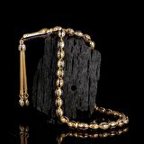 ARPA KESİM ALTIN KAPLAMA LACİVERT RENK MİNELİ 925 AYAR GÜMÜŞ TESBİH