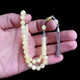 925 AYAR GÜMÜŞ PÜSKÜLLÜ 7 MM DAMLA KEHRİBAR TESBİH