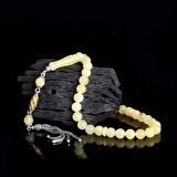 925 AYAR GÜMÜŞ PÜSKÜLLÜ 7 MM DAMLA KEHRİBAR TESBİH