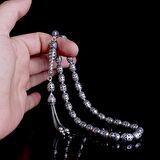 TAMAMI 925 AYAR GÜMÜŞ DESEN MOTİFLİ BÜYÜK BOY TESBİH