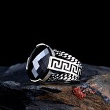 925 AYAR GÜMÜŞ OVAL ZİRKON TAŞLI ERKEK YÜZÜK