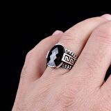 925 AYAR GÜMÜŞ OVAL ZİRKON TAŞLI ERKEK YÜZÜK