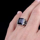 MAVİ ZİRKON TAŞLI ÖRGÜ MODEL 925 AYAR GÜMÜŞ ERKEK YÜZÜK