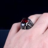 ZİRKON TAŞLI KIRMIZI RENK 925 AYAR GÜMÜŞ YÜZÜK