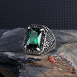 ZİRKON TAŞLI YEŞİL RENK 925 AYAR GÜMÜŞ YÜZÜK