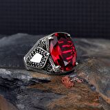 ZİRKON TAŞLI KIRMIZI RENK 925 AYAR GÜMÜŞ YÜZÜK