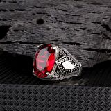 ZİRKON TAŞLI KIRMIZI RENK 925 AYAR GÜMÜŞ YÜZÜK