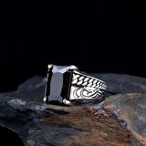 ZİRKON TAŞLI ÖRGÜ MODEL 925 AYAR GÜMÜŞ ERKEK YÜZÜK